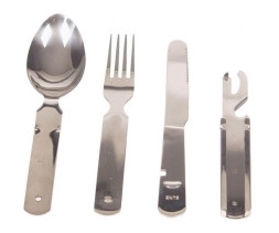 Набор столовых приборов "СЛЕДОПЫТ" в металл. чехле (ложка, вилка, нож, открывашка)