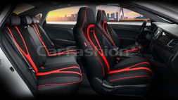 Чехлы «5D» PREMIUM каркасные «INTEGRAL PLUS» Чёрный/Чёрный/Красный (экокожа/нубук)