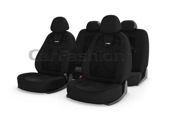 Чехлы  «COLOMBO»  Чёрный/Чёрный/Красный (Алькантара)