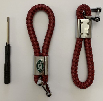 Брелок кожа плетенная  LAND ROVER  Красный