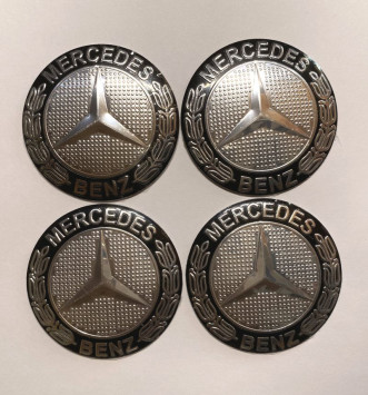 Этикетки на диски (метал)  диам. 56,5мм.  &quot;MERCEDES&quot; черный  (4 шт.)