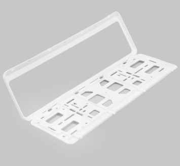Рамка номера пластик  Белая с защелкой (книжка)