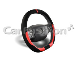 Оплетка на руль   CF  DRIVE - М, Чёрный/Красный (со скошенным низом) (искусственная замша/экокожа)