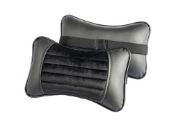 Подголовник-подушка &quot;MONACO&quot;  чёрный/чёрный/чёрный  (экокожа-велюр, полоса)  (компл.2шт)