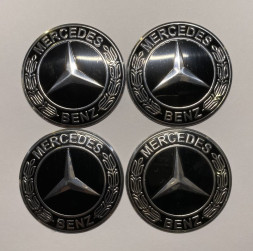 Этикетки на диски (метал)  диам. 56,5мм.  "MERCEDES" черный №2  (4 шт.)