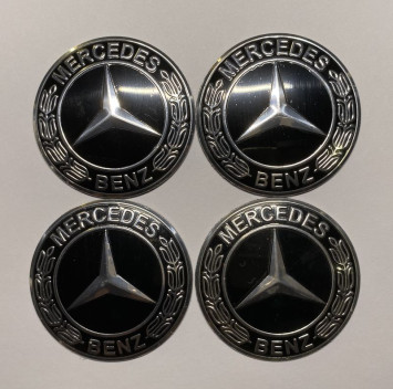 Этикетки на диски (метал)  диам. 56,5мм.  &quot;MERCEDES&quot; черный №2  (4 шт.)