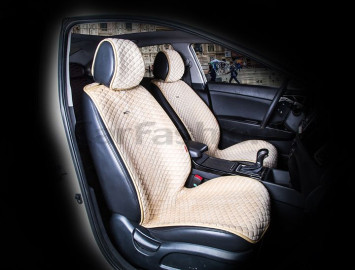 Накидки Фронт  «CITY»  Бежевый/Бежевый  (велюр премиум класса/экокожа)