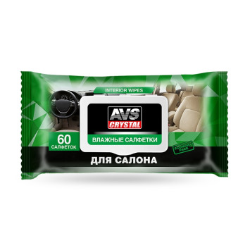 AVS  Салфетки влажные &quot;Для салона из кожи&quot; 60шт. (пластиковый клапан)