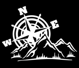 Наклейка  Навигация, горы, белый  20x15см