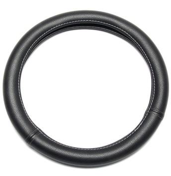 Оплетка на руль DC STANDART M гладкая экокожа черная с коричневой строчкой