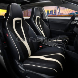 Чехлы «5D» PREMIUM каркасные фронт «INTEGRAL» Чёрный/Чёрный/Белый (экокожа/нубук)