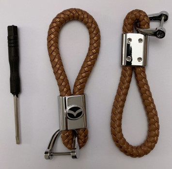 Брелок кожа плетенная  MAZDA  Коричневый