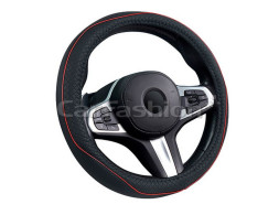 Оплетка на руль   CF  "CLUB" - S,  Чёрный/Красный (экокожа/перфорация)