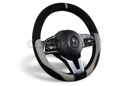 Оплетка на руль   CF  TAG - М, Чёрный/Серый (иск.замша/экокожа)