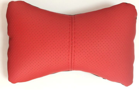 Подголовник-подушка "ЭКОКОЖА" черный/красный/красный