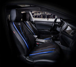 Чехлы «5D» PREMIUM каркасные фронт «START» Чёрный/Чёрный/Синий (экокожа/нубук)