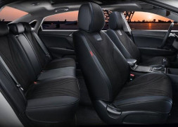 Чехлы  «5D» PREMIUM каркасные «LEGION PLUS» Черный/Черный/Синий  (перфорация/экокожа/нубук)