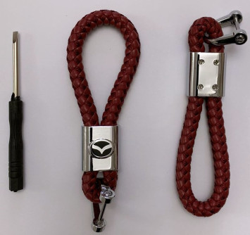 Брелок кожа плетенная  MAZDA  Красный