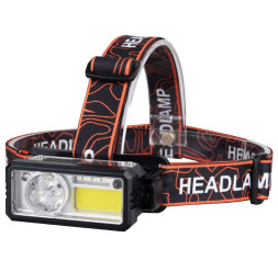 Фонарик  диодный  налобный  Carlife 1COB+ 7 SMD белый/красный  T142