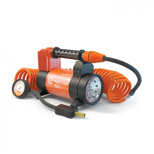 Компрессор АГРЕССОР  AGR-50 LED 10Атм/50л/прикур/LED фонарь/перех. клеммы-прикур/шланг 5,0м,