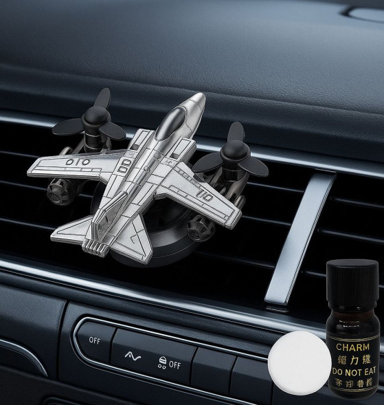 Украшение на дефлектор  самолет с освежителем,  хром