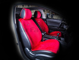 Накидки Фронт  «CITY»  Красный/Красный  (велюр премиум класса/экокожа)