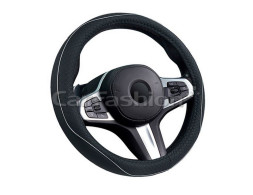 Оплетка на руль   CF  "CLUB" - S,  Чёрный/Серый (экокожа/перфорация)