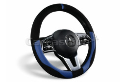 Оплетка на руль   CF  TAG - М, Чёрный/Синий (иск.замша/экокожа)