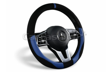 Оплетка на руль   CF  TAG - М, Чёрный/Синий (иск.замша/экокожа)