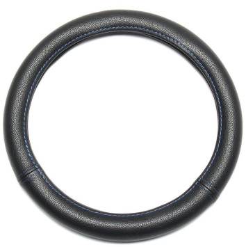 Оплетка на руль DC STANDART M гладкая экокожа черная с синей строчкой