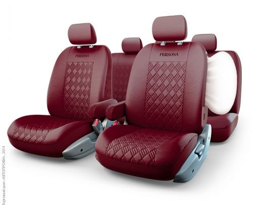 Набор чехлов Аutoprofi "PERSONA FULL" полный к-т  "вишневый"  ЭКОКОЖА 13 предм.