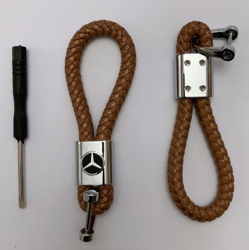 Брелок кожа плетенная  MERCEDES  Коричневый