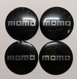 Этикетки на диски (метал)  диам. 56,5мм.  "MOMO" черный  (4 шт.)
