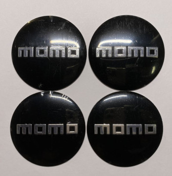 Этикетки на диски (метал)  диам. 56,5мм.  &quot;MOMO&quot; черный  (4 шт.)