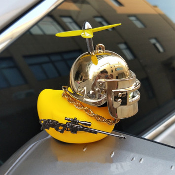 Игрушка на торпедо &quot;УТКА&quot; (сварщик с автоматом) хром   9см*7,5см