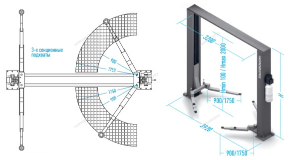 Двухстоечный подъемник Nordberg N4125H-4,5T с верхней синхронизацией