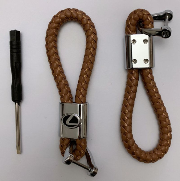 Брелок кожа плетенная  LEXUS  Коричневый