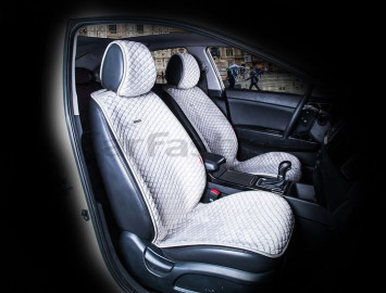 Накидки Фронт  «CITY»  Серый/Серый  (велюр премиум класса/экокожа)