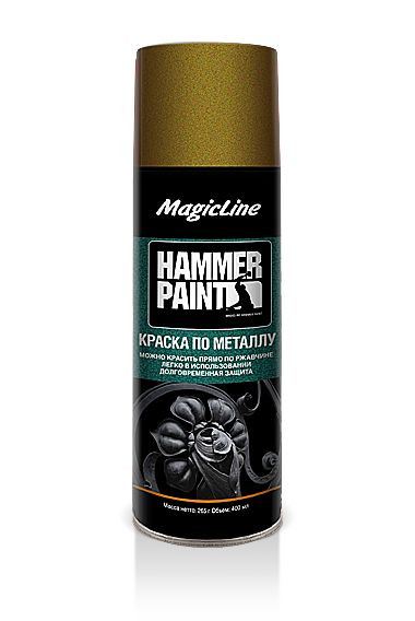 MagicLine  Краска по металлу (молотковая) 4008 золотистый (450мл)