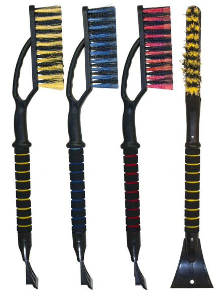 Щётка + скребок  для удал. снега и льда "Black&amp;Blue" поролоновая ручка, цветная (BB1002) (65см)