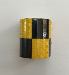 Отражатель лента на липкой основе 300см x 5см самоклей. желто-черный (шашки)