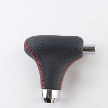 Ручка к/п автомат декор. Carlife кож.зам  черная с красной строчкой