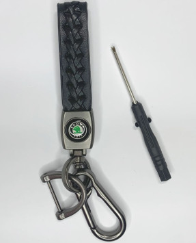 Брелок кожа LUX  SKODA  Черный