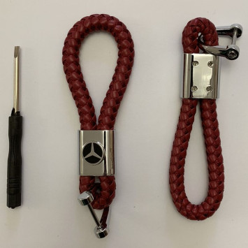 Брелок кожа плетенная  MERCEDES  Красный