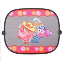 Шторки на присосках "Смешарики" 44х36см черн./розовый с Нюшей  (2шт)