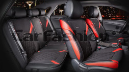 Комплект Накидок  «STING PLUS»  Красный/Чёрный  (твид экстра-класса/экокожа)