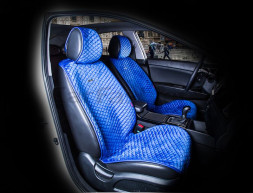 Накидки Фронт  «CITY»  Синий/Синий  (велюр премиум класса/экокожа)