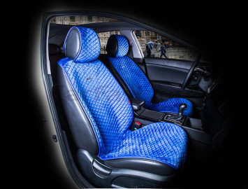 Накидки Фронт  «CITY»  Синий/Синий  (велюр премиум класса/экокожа)