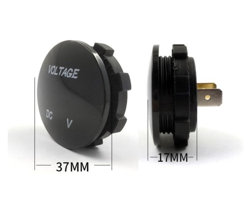 Вольтметр врезной 12V  (37x17мм) с белой подсветкой