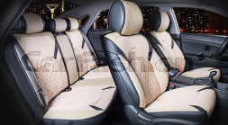 Комплект Накидок  «STING PLUS»  Чёрный/Бежевый  (твид экстра-класса/экокожа)